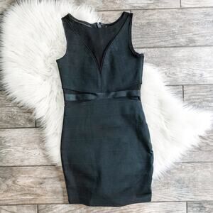 Forever 21 Black Mesh Ribbed Bodycon Dress NEW